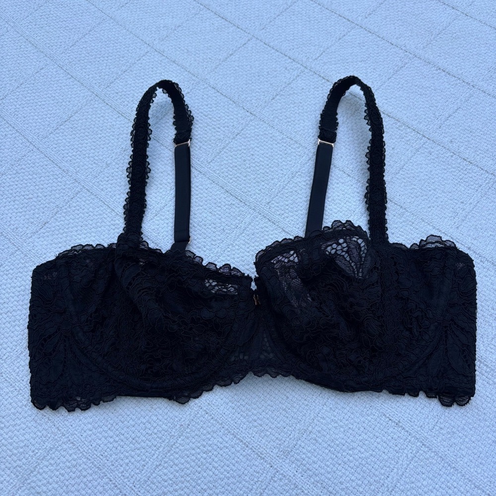 Women's 38D SAVAGE X Fenty Romantic Black Corded Lace Unlined Underwire Bra